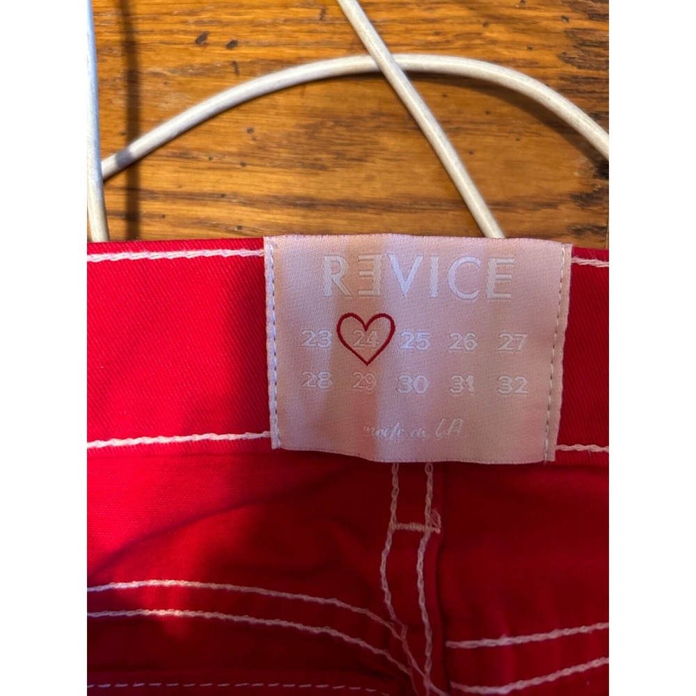 REVICE Jeans Womens Denim Red High Waisted Cargo Straight Size 24 EUC! - Picture 8 of 9